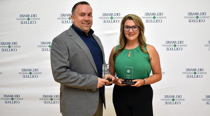 Instructor Jenna Bradley and Instructional Coordinator Adam Whitlock with their 2023 Delaware Today Excellence in Nursing Top Nurse awards